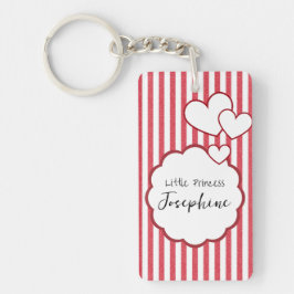 Modern Red Chalk Stripes Triple Hearts Acrylic