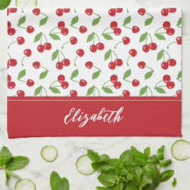 Modern Red Cherry Mönster Baking Kökshandduk