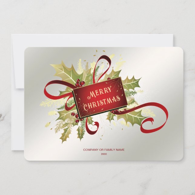 Modern Red Christmas Holiday Card Julkort (Framsida)