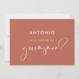 Modern Red clay Groomsman frieri kort