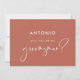 Modern Red clay Groomsman frieri kort