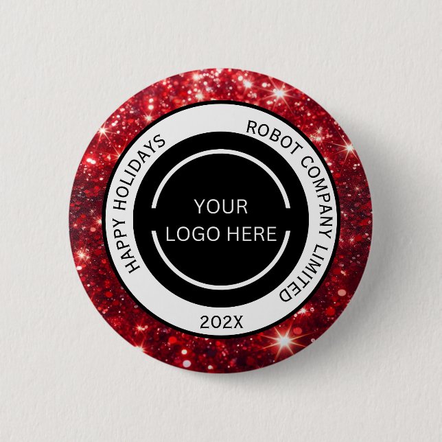 Modern Red Company Logo and Name Christmas  Knapp (Framsida)