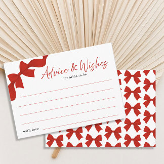 Modern Red Coquette Bow Advice and Wishes Card Tilläggskort