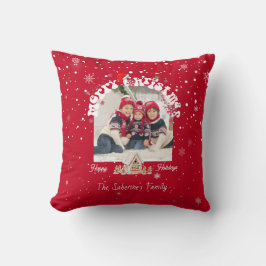 Modern Red Curved Graffiti Merry Christmas Photos  Kudde
