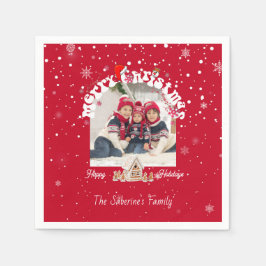Modern Red Curved Graffiti Merry Christmas Photos  Pappersservett