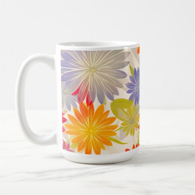 Modern Red Daisy BOHO-design Kaffemugg (Vänster)