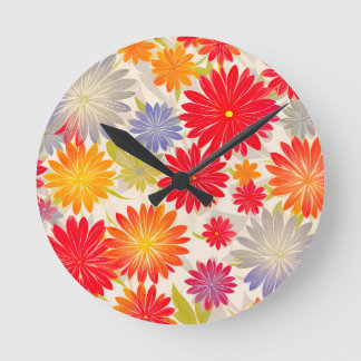 Modern Red Daisy BOHO-design Rund Klocka