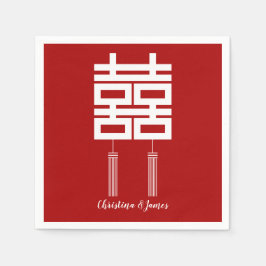 Modern Red Dubbla Happkins Bröllop Napkins Pappersservett