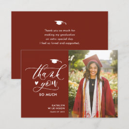 Modern Red Elegant Script Photo Simple Studenten Tack Kort