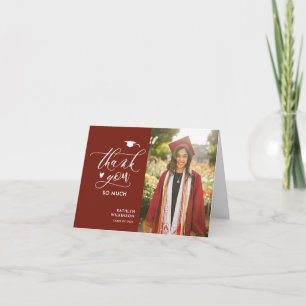 Modern Red Elegant Script Simple Studenten Tack Kort