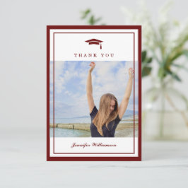 Modern Red Elegant Script Studenten Photo Tack Kort