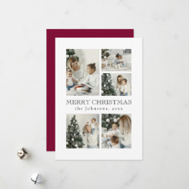  Modern Red Elegant Typography Photo Christmas Julkort