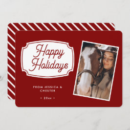 Modern Red Equestrian Horse Photo jul Card Julkort