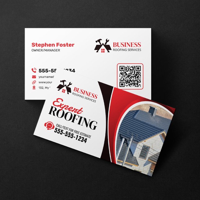 Modern Red Expert Reliability Shingle Visitkort (Skapare uppladdad)