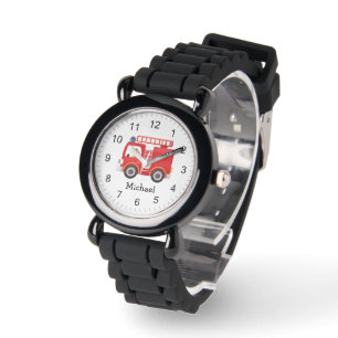 Modern Red Fire Lastbil Personlig Namn Armbandsur