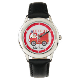 Modern Red Fire Lastbil Personlig Namn Armbandsur