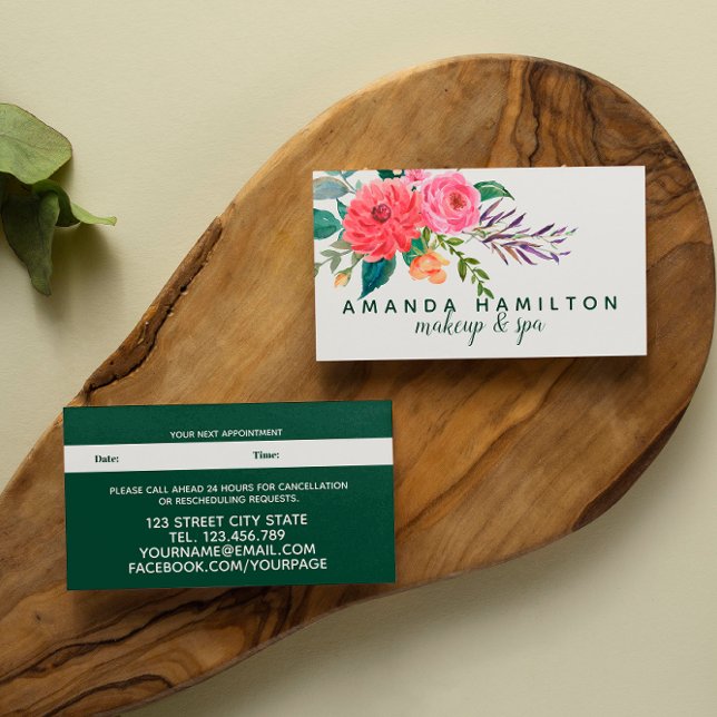 Modern Red Flowers Bloom Watercolor Möte Tidsbeställning Kort (Skapare uppladdad)