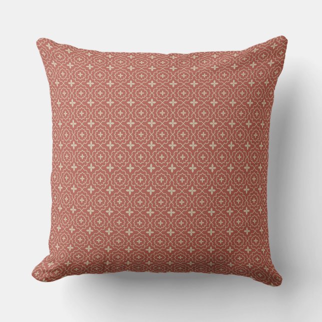 Modern Red Geometric Pattern Throw Pillow  Kudde (Framsida)