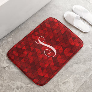 Modern Red Geometric Triangles Anpassningsbar Mono Badrumsmatta