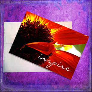 Modern Red Gerber Daisy Flower Inspire-skript Kort