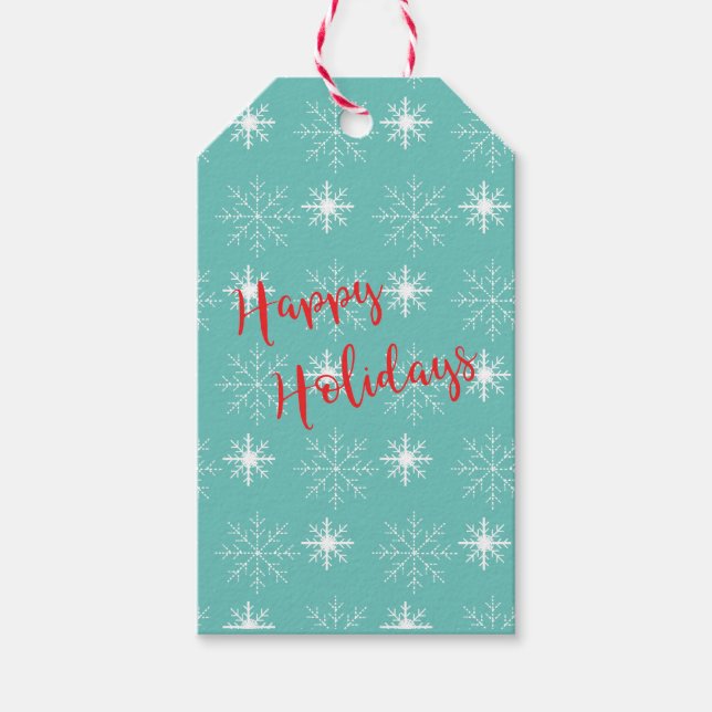 Modern Red Glad helg, Teal, Stars Gift Märkre Presentetikett (Framsidan)
