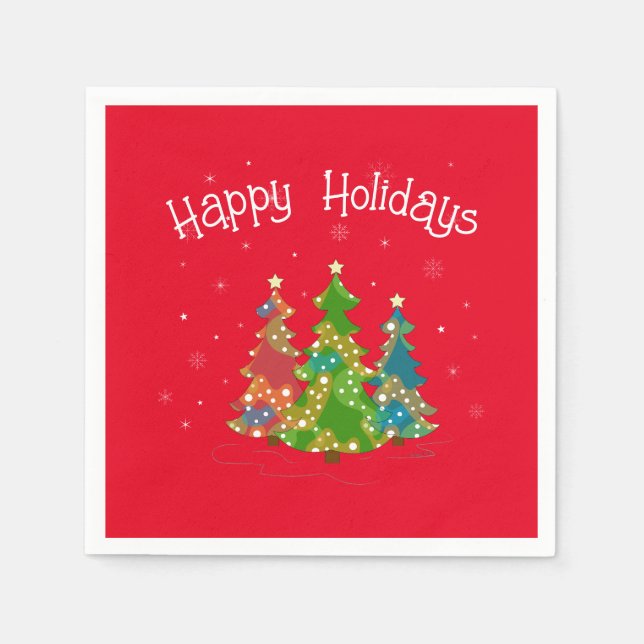 Modern Red Glad helg, Teal, Stars Napkins Pappersservett (Framsidan)