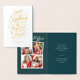 Modern Red GLATT Berry Greenery Photo Chic Folierat Kort