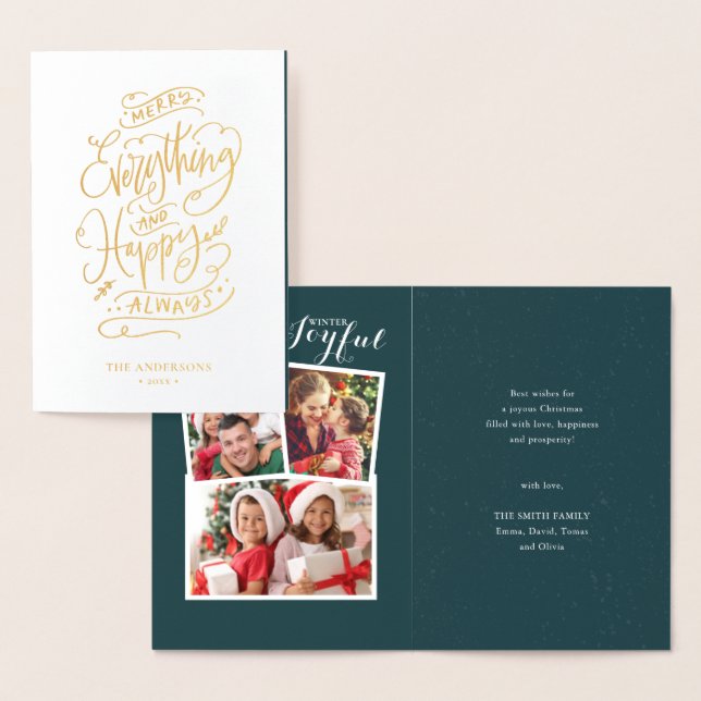 Modern Red GLATT Berry Greenery Photo Chic Folierat Kort (Display)