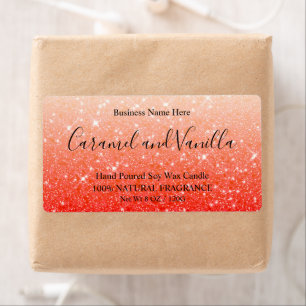 Modern Red Glitter Candles-etikett Fraktsedel