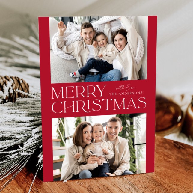 Modern Red God jul 2 Photo Julkort (Skapare uppladdad)