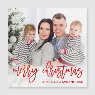Modern Red God jul Glitter Script Photo