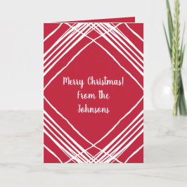 Modern Red God jul | Lägg till din familj Namn Helgkort