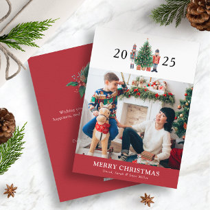 Modern Red God jul Photo Helgdag Card Julkort
