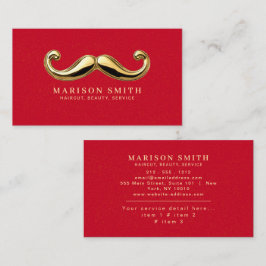 Modern Red & Gold Hair Stylist Visitkort