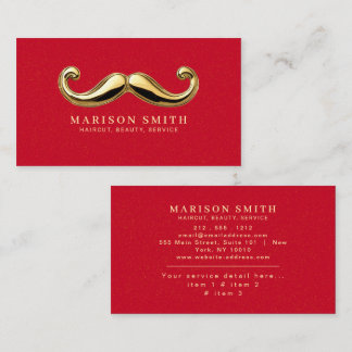 Modern Red & Gold Hair Stylist Visitkort