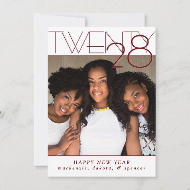 Modern Red Gott nytt år | Klassiskt Anpassningsbar Julkort (Framsida)