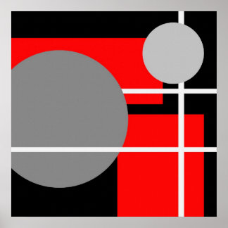 Modern Red Grått Black White - MS0001 Canvas Poster