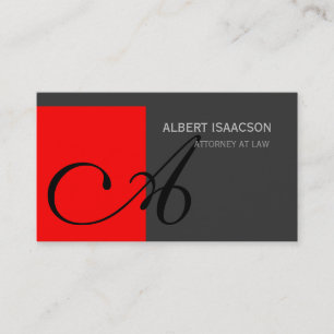 Modern Red Grått Simple Monogram-Affärskort Visitkort