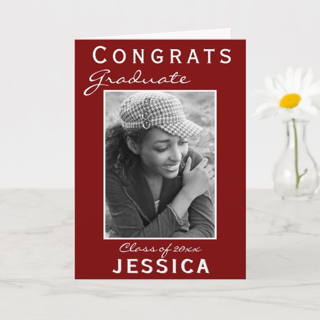 Modern Red Gratulerar Student Studenten-fotokort Kort (Liten växt)