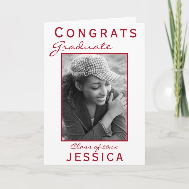 Modern Red Gratulerar Student Studenten-fotokort Kort (Framsida)
