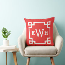 Modern Red Grekiska Nyckel Anpassningsbar Monogram