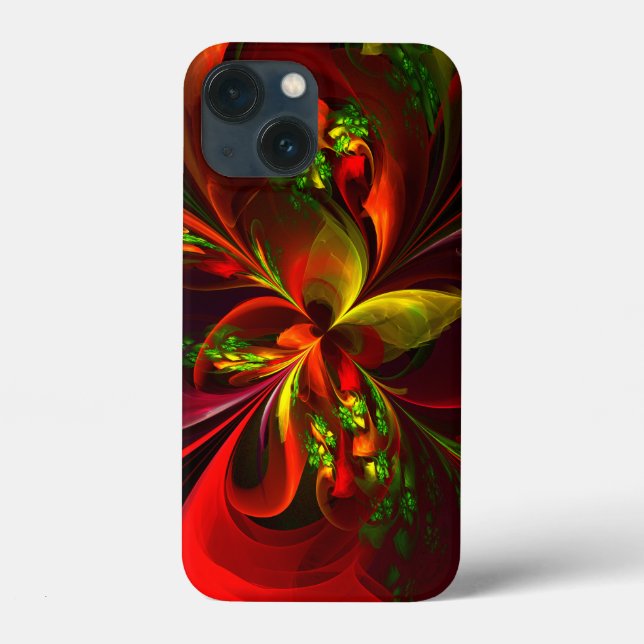 Modern Red Grönt Blommigt Abstrakt Art Mönster #05 (Baksida)