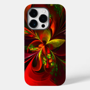 Modern Red Grönt Blommigt Abstrakt Art Mönster #05