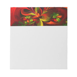 Modern Red Grönt Blommigt Abstrakt Art Mönster #05 Anteckningsblock