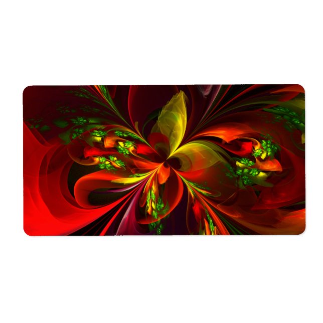 Modern Red Grönt Blommigt Abstrakt Art Mönster #05 Fraktsedel (Framsidan)