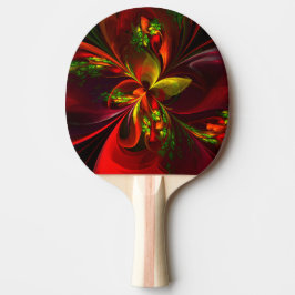 Modern Red Grönt Blommigt Abstrakt Art Mönster #05 Pingisracket