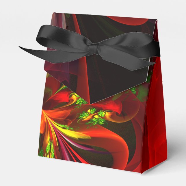 Modern Red Grönt Blommigt Abstrakt Art Mönster #05 Presentaskar (Framsidan Sidan)