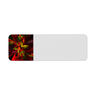 Modern Red Grönt Blommigt Abstrakt Art Mönster #05 Returadress Etikett