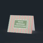 Modern Red Grönt Grandfather God jul Kort<br><div class="desc">God jul för farfars kort med röd och grönt örrbenet mönster och tankfull vers.</div>