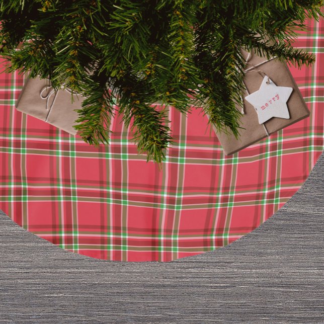 Modern Red Grönt jul Tartan Play Mönster Julgransmatta Borstad Polyester (Skapare uppladdad)